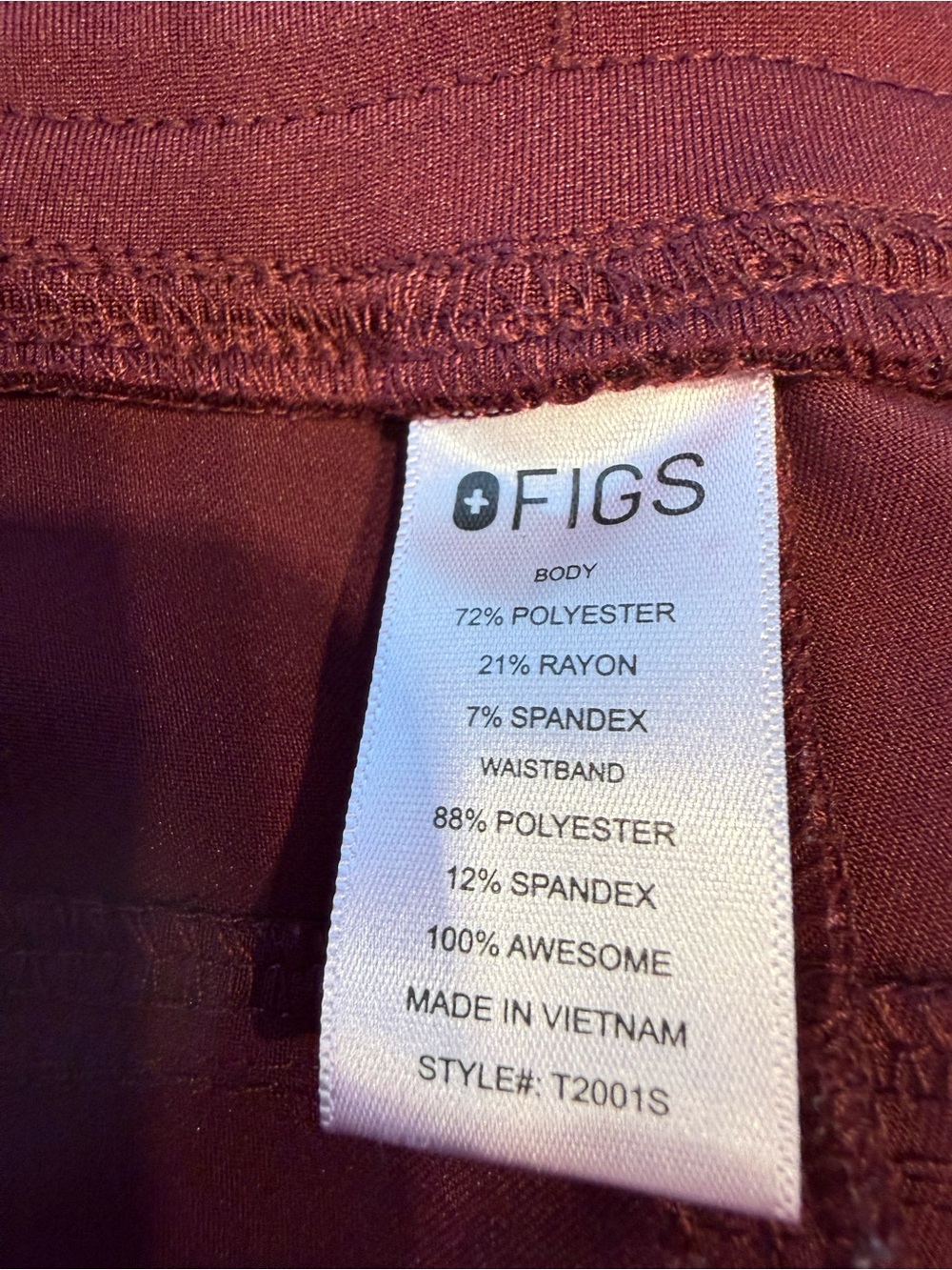 FIGS Kade Cargo Scrub Trousers in Burgundy with Gray Tie XXL short - Picture 5 of 11